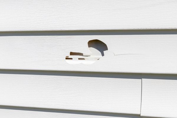 White Vinyl Siding Repair in Blaine